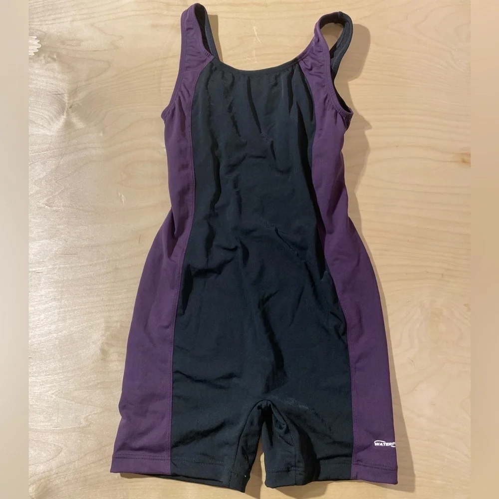 Water Pro Women's Black and Purple One Piece Swimsuit 12 (OM)